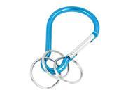 Hiking Dodger Blue Aluminum Alloy Buckle Snap Hooks Carabiners w 3 Keychain