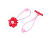 Girls Sunflower Decor Stretchy Hair Ties Rubber Bands Ponytail Holder Red Pair