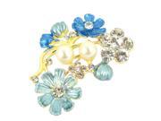 Unique Bargains Lady Glittery Rhinestones Accent Blue Safety Breast Pin Brooch