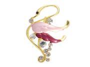 Unique Bargains Lady Rhinestone Embellished Pink Wing Swan Pin Brooch Breastpin Broach Gift