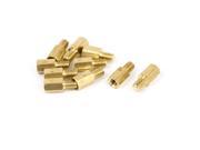 M4x8mm 6mm Male to Female Thread 0.7mm Pitch Brass Hex Standoff Spacer 10Pcs