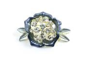 Unique Bargains Wedding Party Rhinestone Inlaid Flower Breastpin Safety Pin Brooch Steel Blue
