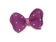Unique Bargains Lady Violet Bowknot Crystal Ornament Toothed Alligator Metal Hairclips Hair Pins