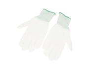 Unique Bargains White Protective Full Fingers PU Coated Palm Nylon Gloves Pair