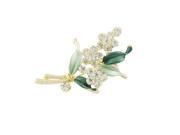 Bunch Rhinestone Flower Shape Two Tone Green Leaf Broach Brooch