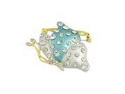 Woman Costume Turquoise Green Rhinestone Butterfly Safety Pin Brooch