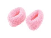 Unique Bargains 2 Pcs Elastic Fabric Terry Hair Ties Bands Ponytail Braid Holder Super Wide Pink