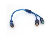 Unique Bargains 10 25cm Long RCA Male Plug to 2 Female Blue Y Shape Converter Cable