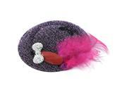 Unique Bargains Hairstyle Fuchsia Faux Feather Glitter Bow Lady Top Hat Hair Clip