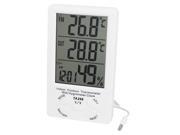 Unique Bargains TA298 White Plastic Indoor Outdoor LCD Digital Thermometer w Hygrometer Clock