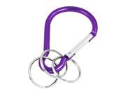 Camping Portable 3 Ring D Shaped Purple Aluminum Alloy Carabiners Hooks