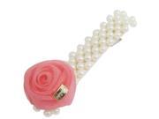 Ladies Girl Plastic Beads Pink Rose Style Hair Metal Alligator Clip