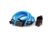 Durable 5 Digit Spiral Cable Motorcycle Bicycle Security Safeguard Combination Lock Blue