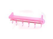 Kitchen Bathroom Plastic Multifunction Wall Mounted Suction Cup Holder Rack Pink