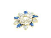 Rhinestone Detailing Two Tone Blue Floral Shape Clothes Brooch Brreastpin