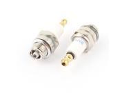 Unique Bargains 2 Pcs 14mm Thread White Silver Tone Metal Spark Plug for Motorcycle