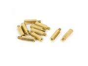 M4x18mm 6mm Male to Female Thread 0.7mm Pitch Brass Hex Standoff Spacer 10Pcs