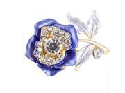 Unique Bargains Lady Glitter Rhinestone Floral Pin Brooch Royal Blue