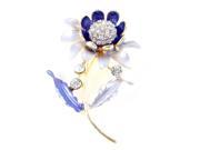 Floral Style Safety Pin Garment Ornament Pin Brooch Indigo Blue for Woman