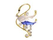 Unique Bargains Unique Bargains Lady Glittery Rhinestone Accent Blue White Wing Swan Safety Pin Brooch Breastpin