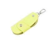 Unique Bargains 3.9 Yellow Faux Leather 1 Keyring Key Bag Holder Carrying Case
