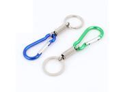 2pcs Blue Green Carabiner Clip Spring Loaded Keychain Keyring Key Holder