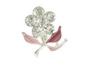 Glittery Rhinestone Detail Pink Leaf Flower Brooch Pin Bridal Decors