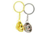 Unique Gold tone Silvery Bowl Pendant Keychain Key Ring