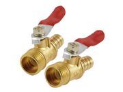 Unique Bargains 2 Pcs 3 8 PT Male Thread to Barb Connector Brass Ball Valve Gold Tone