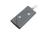 Unique Bargains Press Stud Button 5 Hook Keyring Gray Keys Carrying Bag Case Lxpok