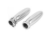 Unique Bargains 2 Pcs Motorbike Aluminum Alloy Handle Bar Cover Hand Grips Silver Tone