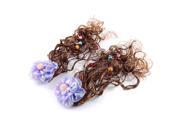 Unique Bargains Child Girls Brown Curly Hairpieces Purple Flower Decor Hair Clip