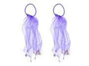 Unique Bargains 2Pcs Girls Lace Detail Plastic Crystal Decor Stretchy Ponytail Hair Band Purple