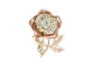 Lady Costume Light Brown Flower Rhinestones Cluster Safety Pin Brooch