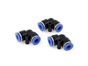 6mm to 6mm One Touch Pneumatic Pipe Tube Quick Fittings Adapters Black Blue x 3