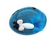 Unique Bargains Lady Blue Faux Feather Glitter Bow Decor Top Hat Hair Clip