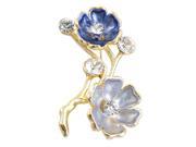 Unique Bargains Ladies Blue Blossom Gold Tone Metal Pin Brooch Broach