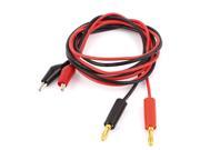 2pcs Alligator Clip Test Lead to Banana Plug Line Cable 1.3M Black Red