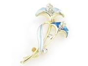 Clear Faux Rhinestone Embellished Two Tone Blue Calla Adornments Pin Brooch