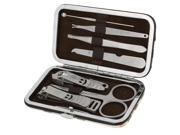 Unique Bargains 7 in 1 Silver Tone Metal Nail Clipper Extractor Pick Tool Set w Case