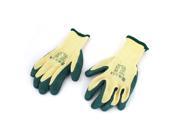 Unique Bargains Pair Safety Light Yellow Cotton Green Rubber Coated Gloves 9 Long for Workers