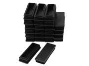 24 x Black Plastic End Caps Rectangle Ribbed Tubing Tube Pipe Insert 30mmx80mm