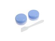 2 Pieces Round Design Plastic Cosmetic Container Blue w Spoon