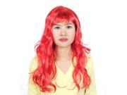 Unique Bargains Dancing Party Cosplay Flat Bangs Full Volume Long Curly Wig Wavy Hairpiece Red