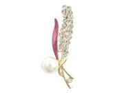 Unique Bargains White Faux Pearl Rhinestone Detail Safety Pin Brooch Broach Gold Tone for Bridal