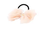 Bling Crystal Flower Accent Stretchy Band Hair Tie Ponytail Holder Beige