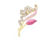 Unique Bargains Unique Bargains Lady Dress Decor Glittery Rhinestone Accent Light Pink Leaf Pin Brooch Broach