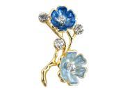 Unique Bargains Lady Glittery Rhinestone Accent Blue Flower Pin Brooch
