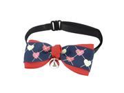 Unique Bargains Heart Pattern Bell Decor Pet Dog Doggy Adjustable Bowtie Collar Red Navy Blue