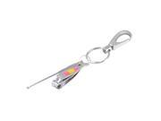 Unique Bargains Silver Tone Metal Spring Loaded Clasp Nail Clippers Trimmer Cutter Earpick Keyring Set